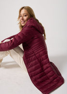 Maroon Duck Down Midi Puffer Coat - Duck Apparel