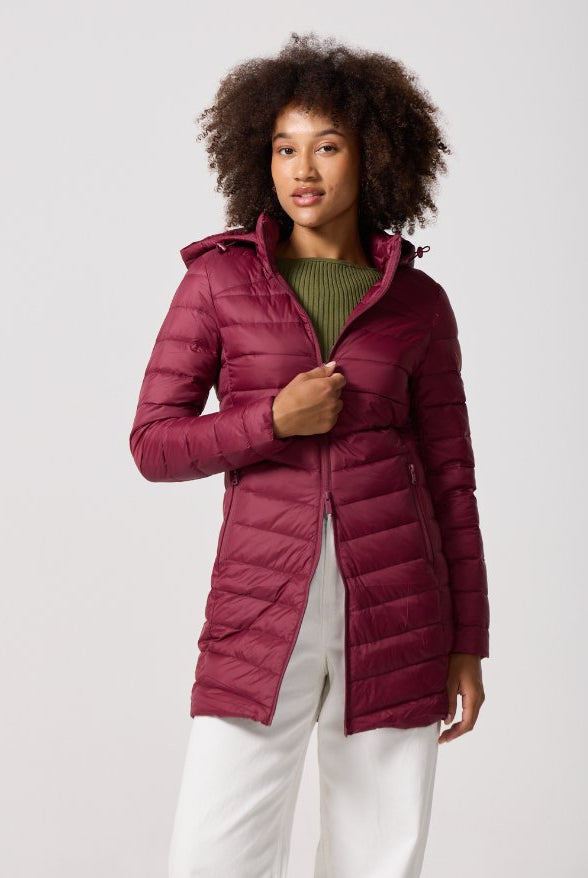 Maroon Duck Down Puffer Coat - Duck Apparel