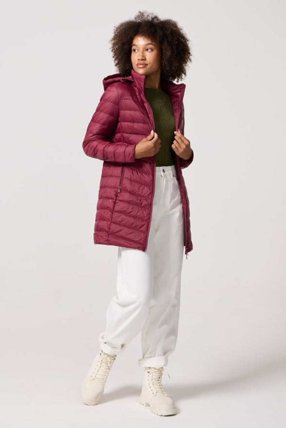 Maroon Duck Down Puffer Coat - Duck Apparel