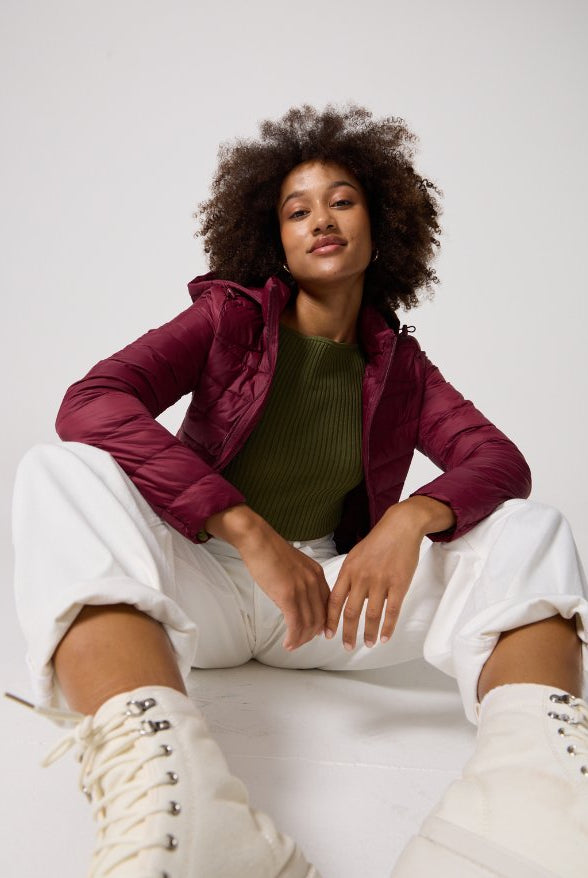 Maroon Duck Down Puffer Coat - Duck Apparel