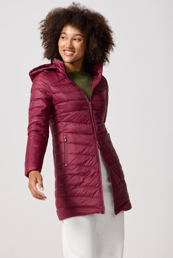 Maroon Duck Down Puffer Coat - Duck Apparel