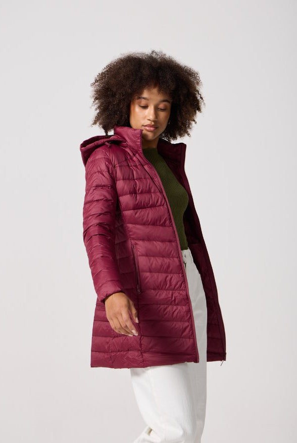 Maroon Duck Down Puffer Coat - Duck Apparel
