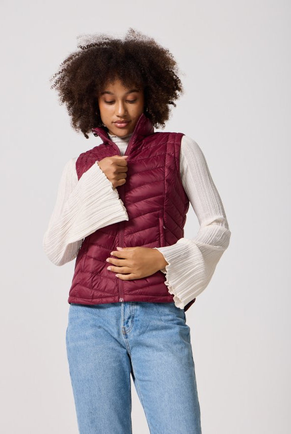 Maroon Duck Down Puffer Vest - Duck Apparel