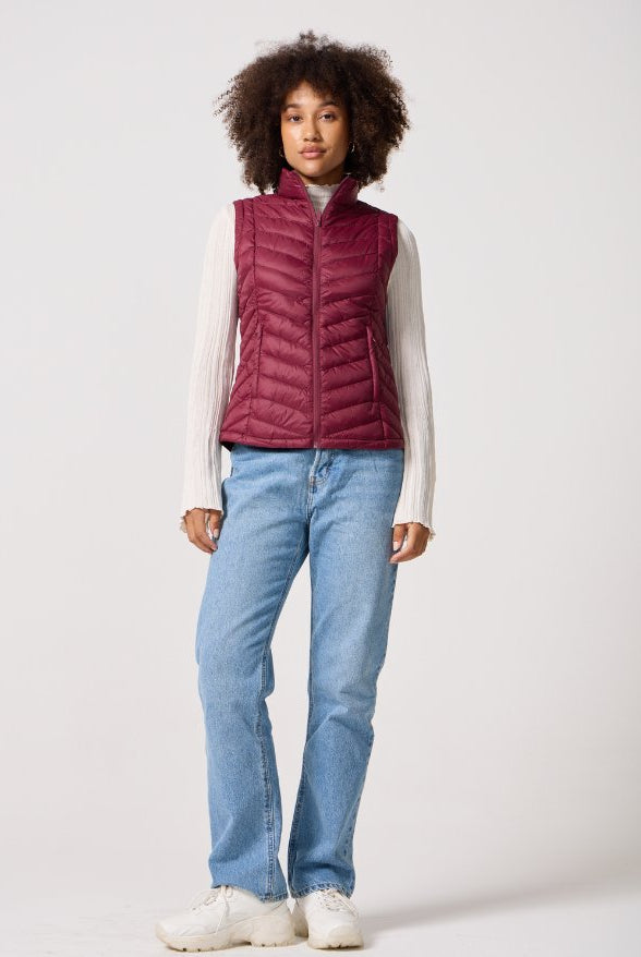 Maroon Duck Down Puffer Vest - Duck Apparel