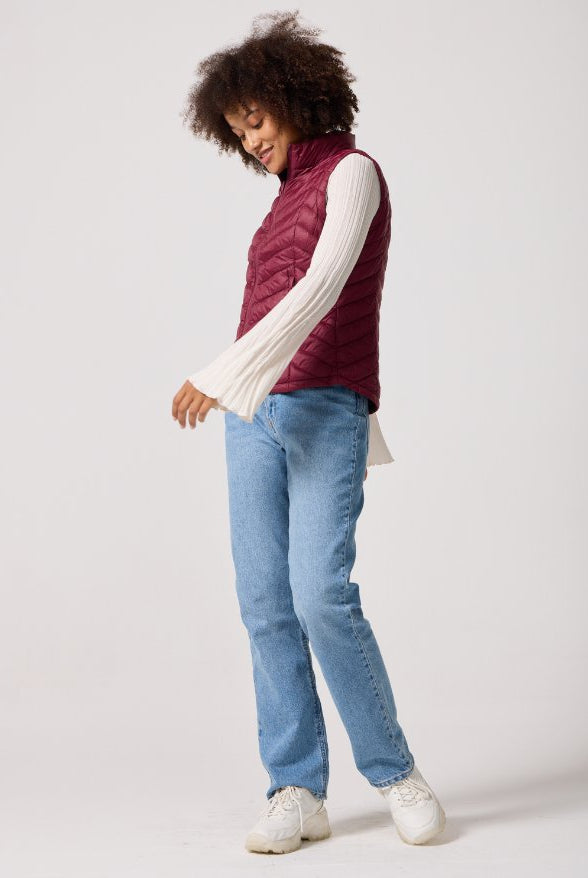 Maroon Duck Down Puffer Vest - Duck Apparel