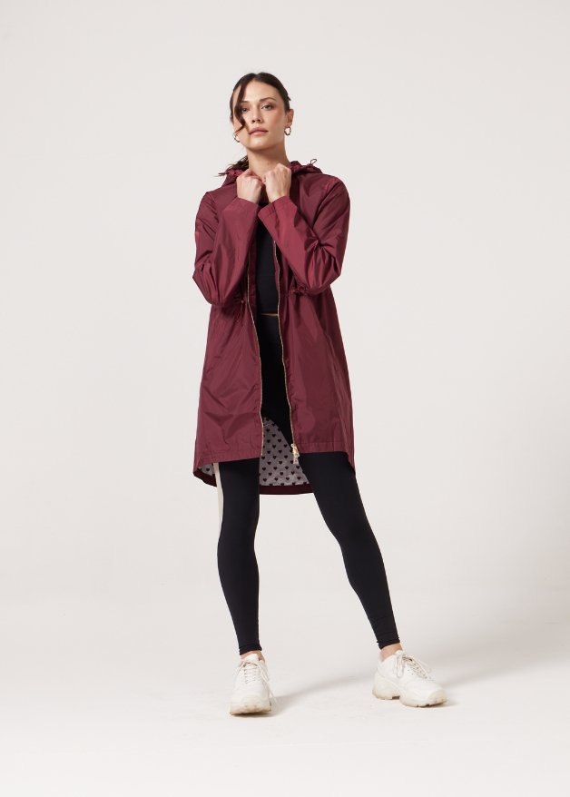 Maroon Hearts Raincoat - Duck Apparel