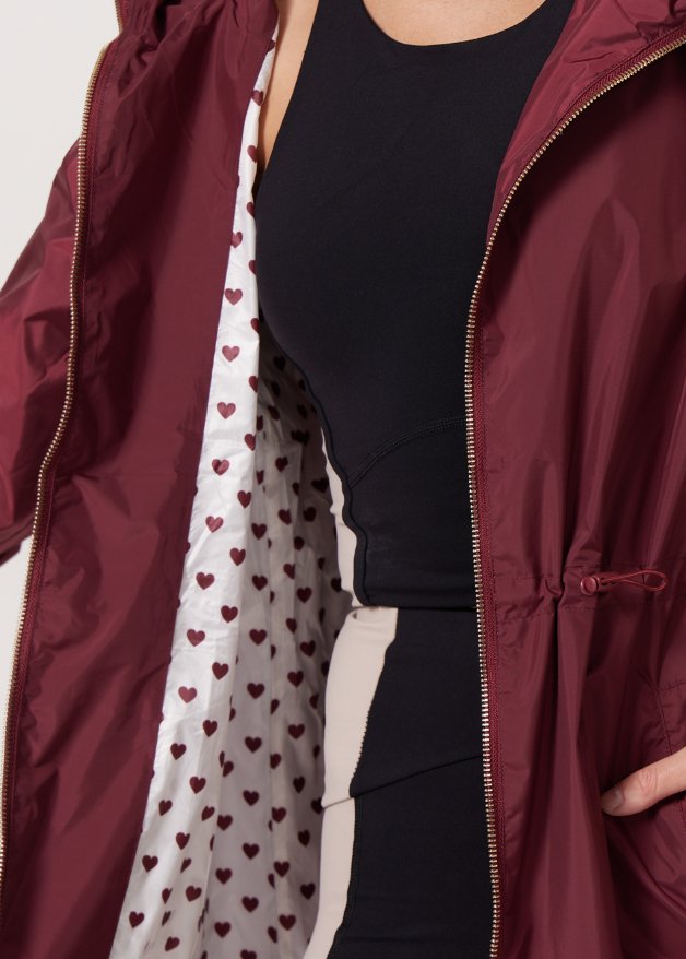 Maroon Hearts Raincoat - Duck Apparel