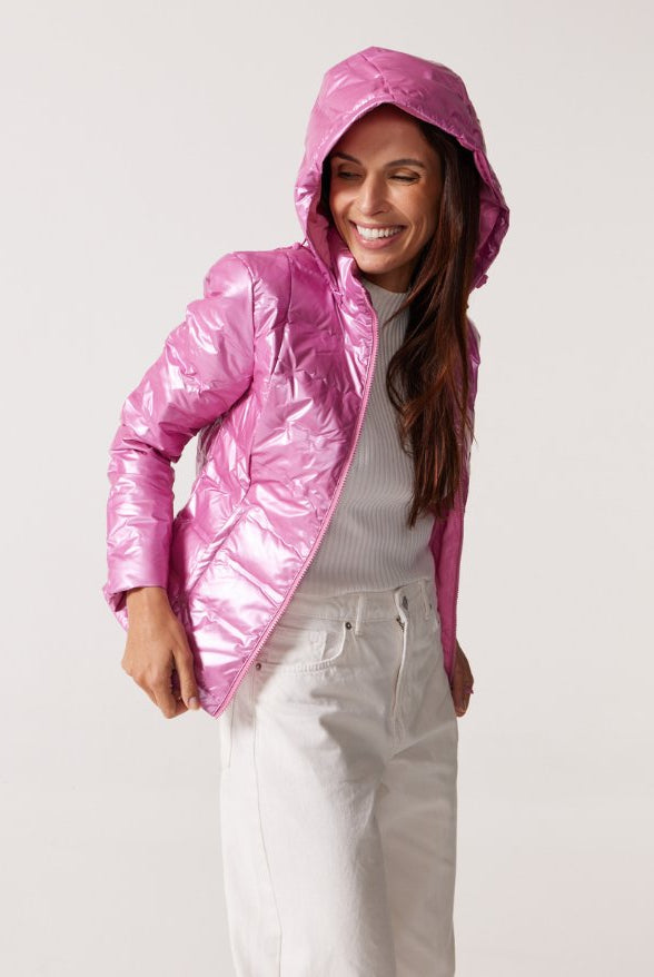 Pink Metallic Duck Down Puffer Jacket - Duck Apparel