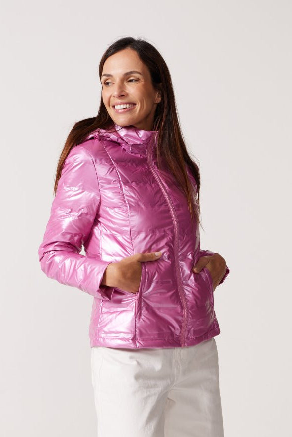 Pink Metallic Duck Down Puffer Jacket - Duck Apparel