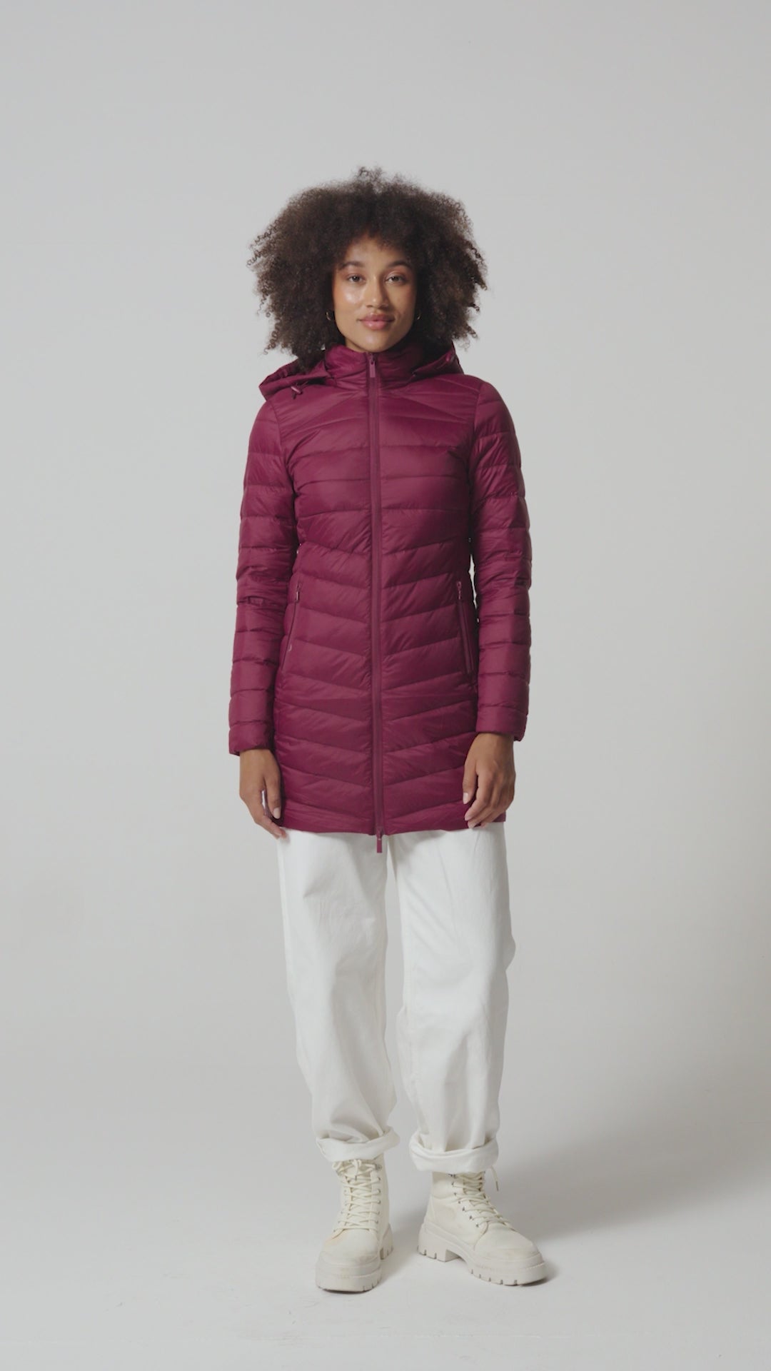 Maroon Duck Down Puffer Coat - Duck Apparel