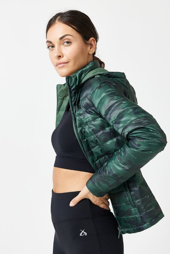 Reversible Emerald Army Duck Down Puffer Jacket - Duck Apparel