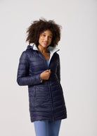 Reversible Navy/Light Grey Duck Down Puffer Coat - Duck Apparel