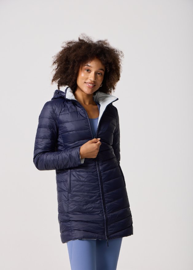 Reversible Navy/Light Grey Duck Down Puffer Coat - Duck Apparel