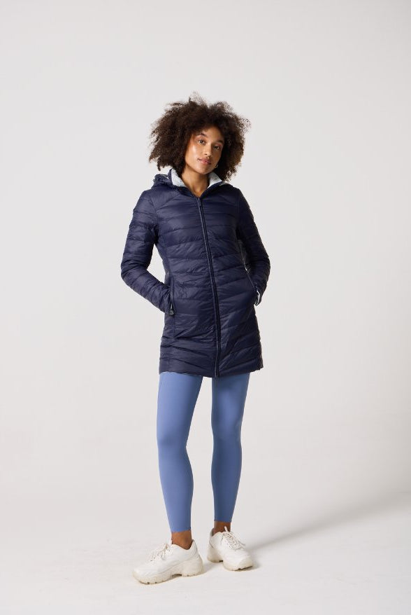 Reversible Navy/Light Grey Duck Down Puffer Coat - Duck Apparel