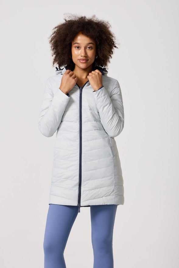Reversible Navy/Light Grey Duck Down Puffer Coat - Duck Apparel