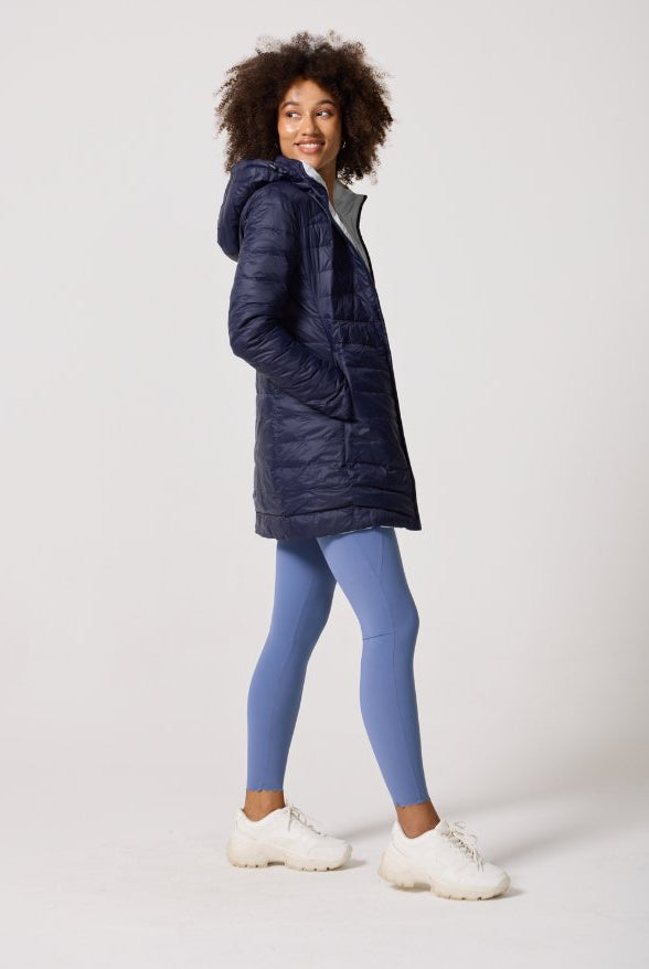 Reversible Navy/Light Grey Duck Down Puffer Coat - Duck Apparel