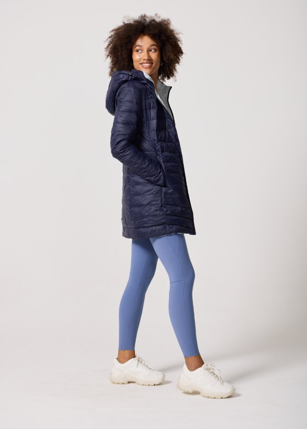Reversible Navy/Light Grey Duck Down Puffer Coat - Duck Apparel