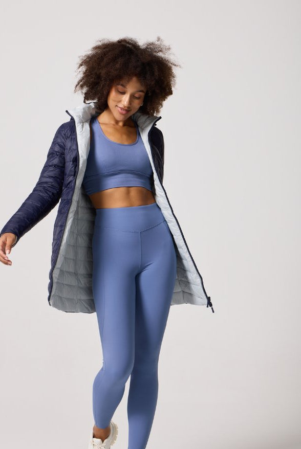 Reversible Navy/Light Grey Duck Down Puffer Coat - Duck Apparel