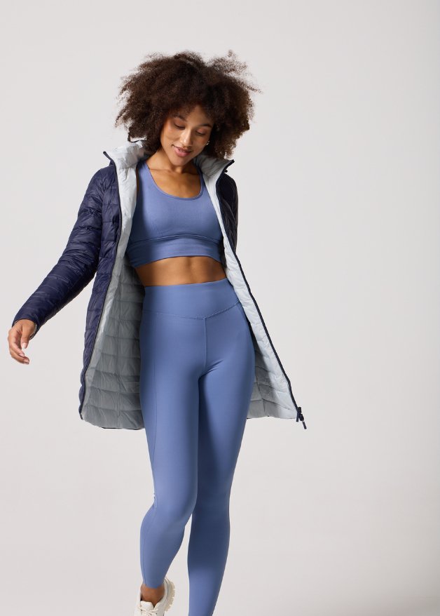 Reversible Navy/Light Grey Duck Down Puffer Coat - Duck Apparel