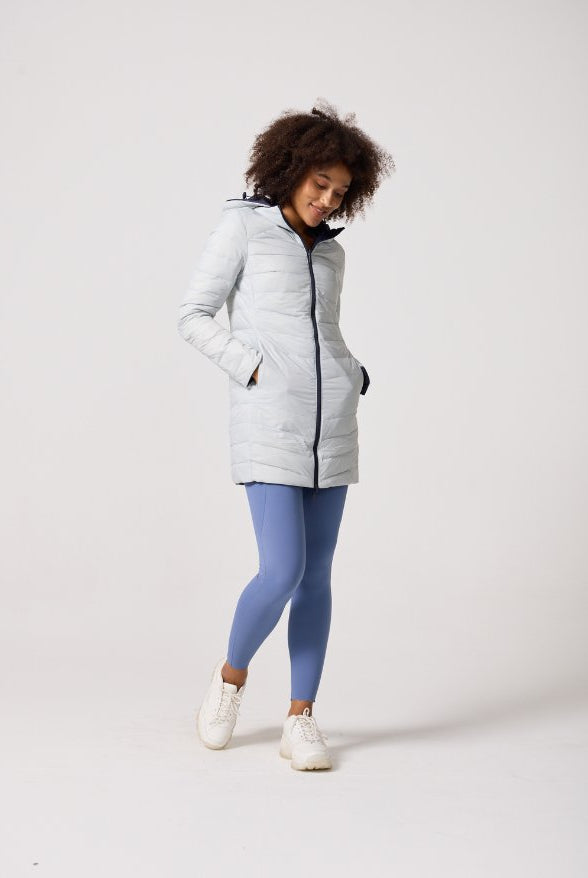 Reversible Navy/Light Grey Duck Down Puffer Coat - Duck Apparel