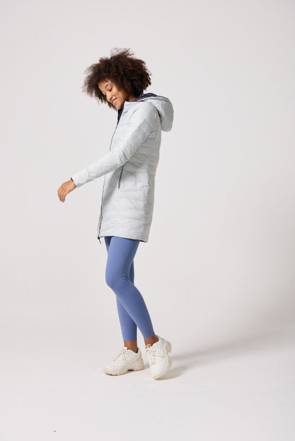 Reversible Navy/Light Grey Duck Down Puffer Coat - Duck Apparel