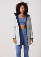 Reversible Navy/Light Grey Duck Down Puffer Coat - Duck Apparel