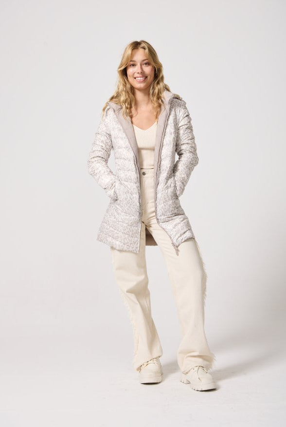 Reversible Sand Leopard Duck Down Puffer Coat - Duck Apparel