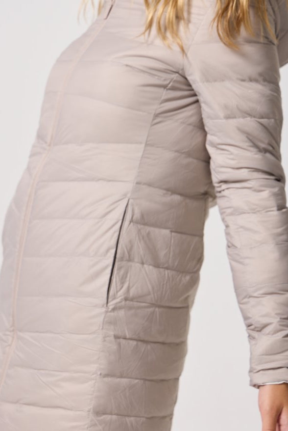 Reversible Sand Leopard Duck Down Puffer Coat - Duck Apparel