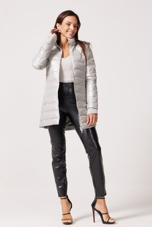 Silver Shimmer Duck Down Puffer Coat - Duck Apparel