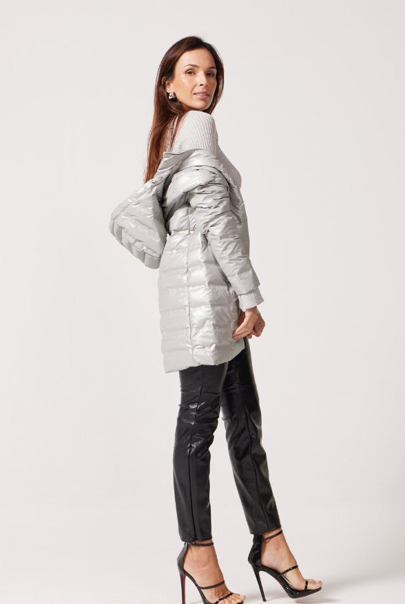 Silver Shimmer Duck Down Puffer Coat - Duck Apparel