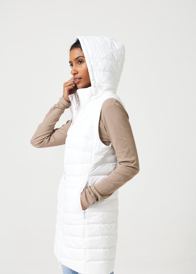 White Longline Duck Down Puffer Vest - Duck Apparel