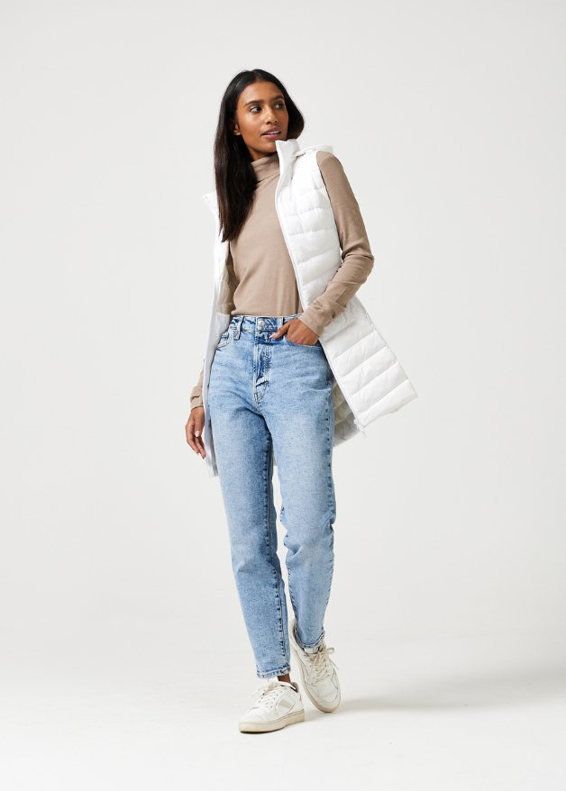 White Longline Duck Down Puffer Vest - Duck Apparel