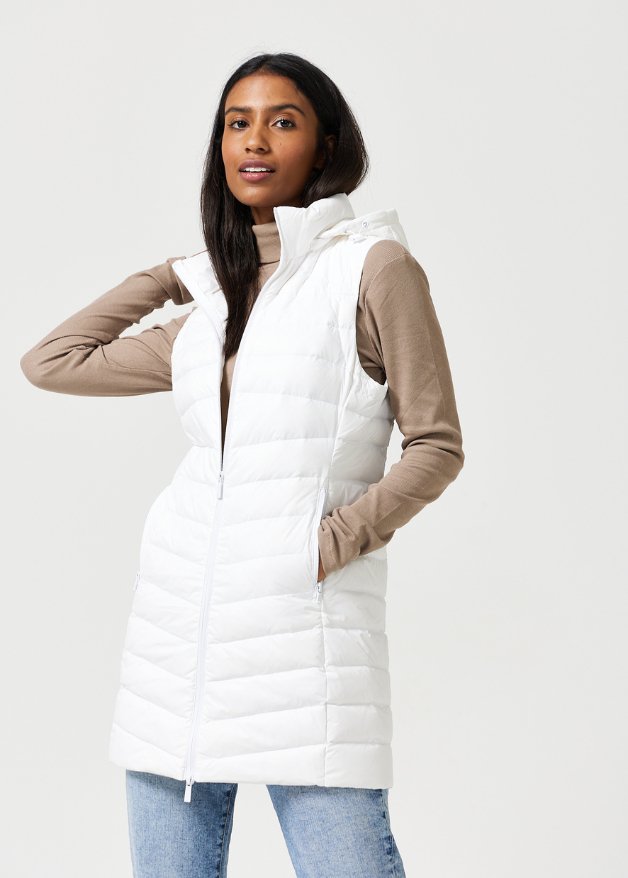 White Longline Duck Down Puffer Vest - Duck Apparel