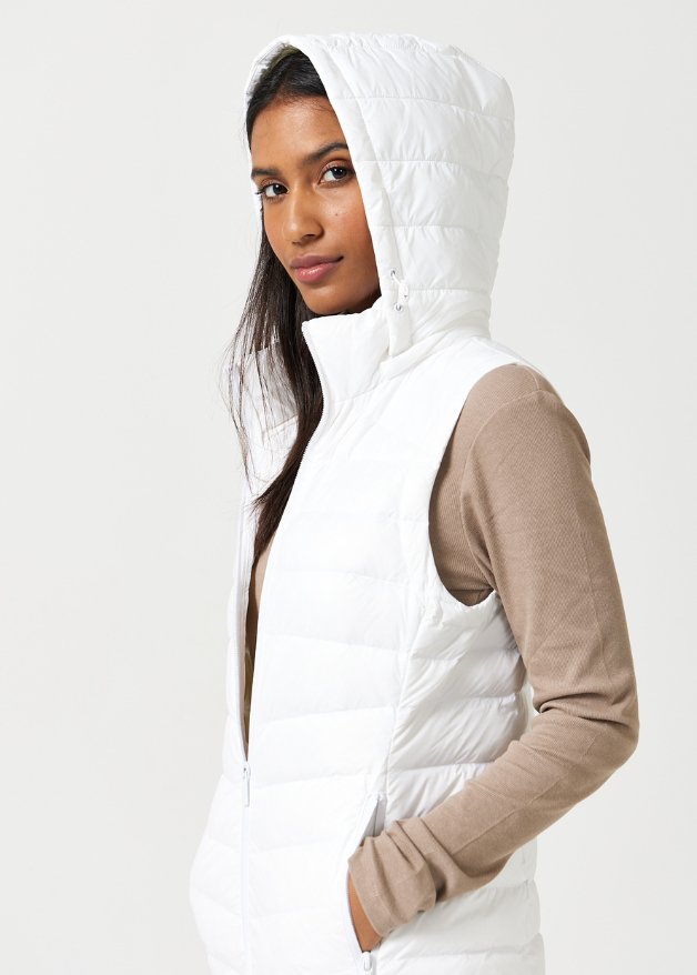 White Longline Duck Down Puffer Vest - Duck Apparel