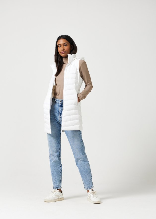 White Longline Duck Down Puffer Vest - Duck Apparel
