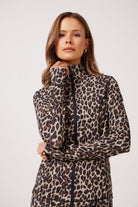 Leopard Lightweight performance jacket with a smooth, sculpting fit, full zip front, high collar, and stretch fabric designed for everyday movement and layering.