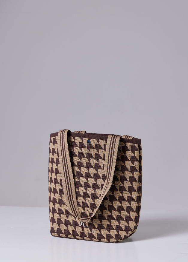 Duck Apparel Brown Houndstooth Bucket Bag