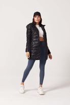 Black Leather Look Duck Down Puffer Coat - Duck Apparel