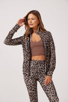 Leopard Lightweight performance jacket with a smooth, sculpting fit, full zip front, high collar, and stretch fabric designed for everyday movement and layering.