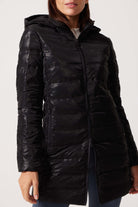 Black Leather Look Duck Down Puffer Coat - Duck Apparel