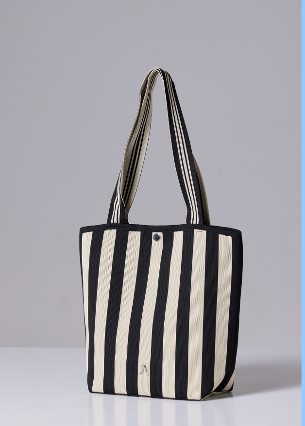 Duck Apparel Black and White Stripe Bucket Bag
