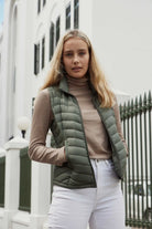 Sage Classic Gilet™ — women’s sleeveless quilted puffer vest in earthy sage green, perfect for lightweight layering in South Africa