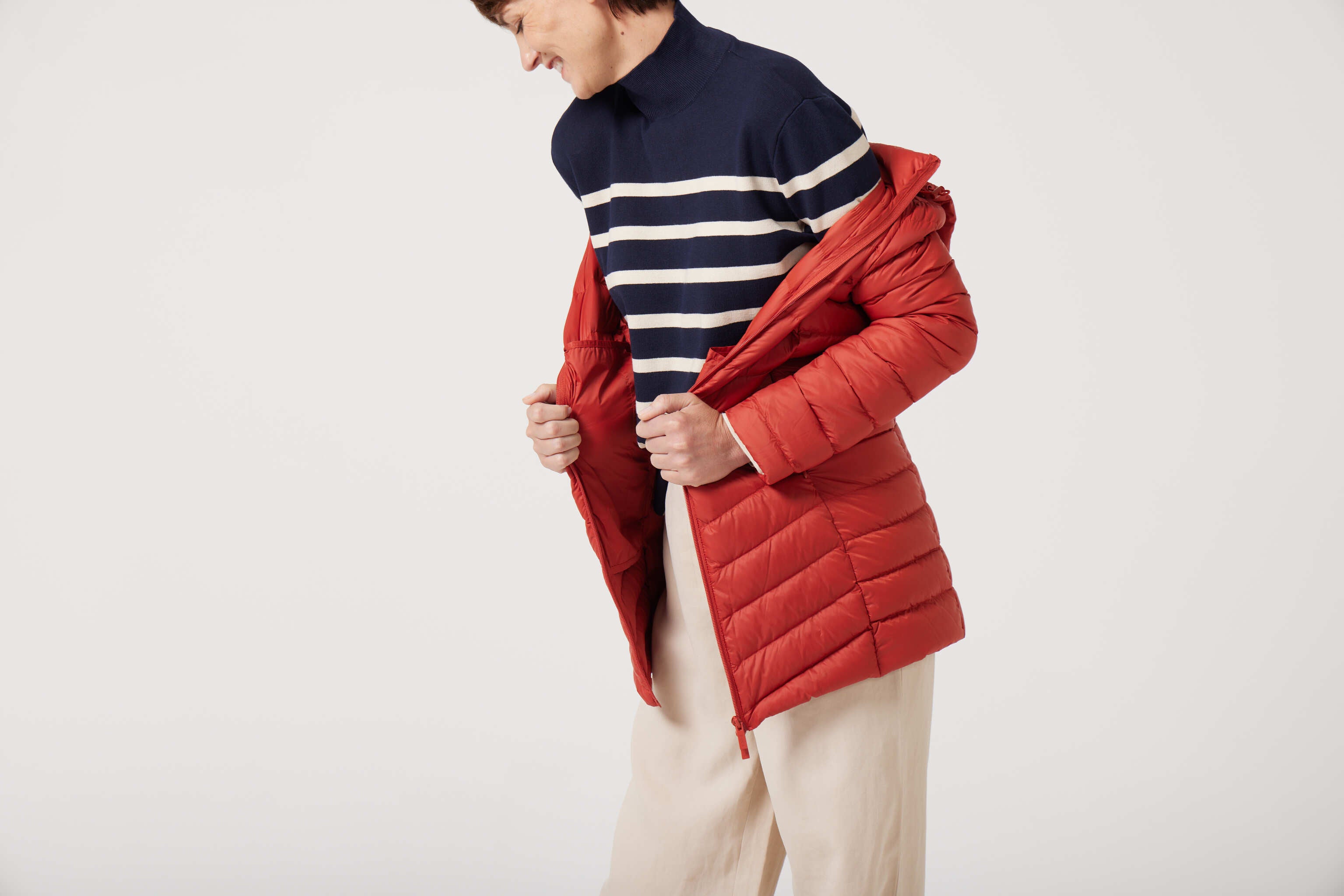 Women’s insulated hooded parka in rust red, designed for warmth and comfort in South Africa’s winter season — Rust Classic Parka™