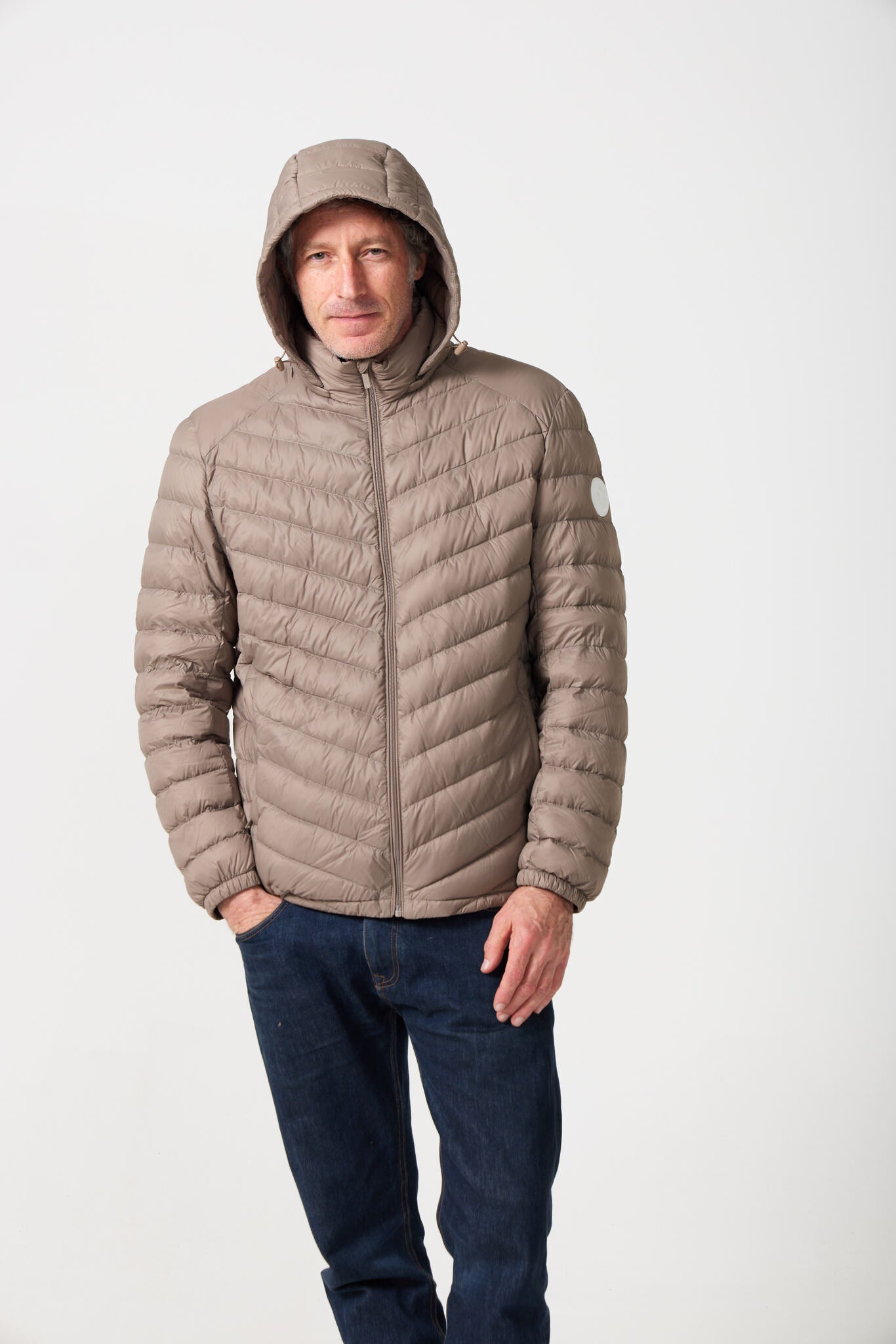Men’s tan insulated hooded jacket, lightweight and warm for layering during South Africa’s winter — Mens Tan Classic Jacket™