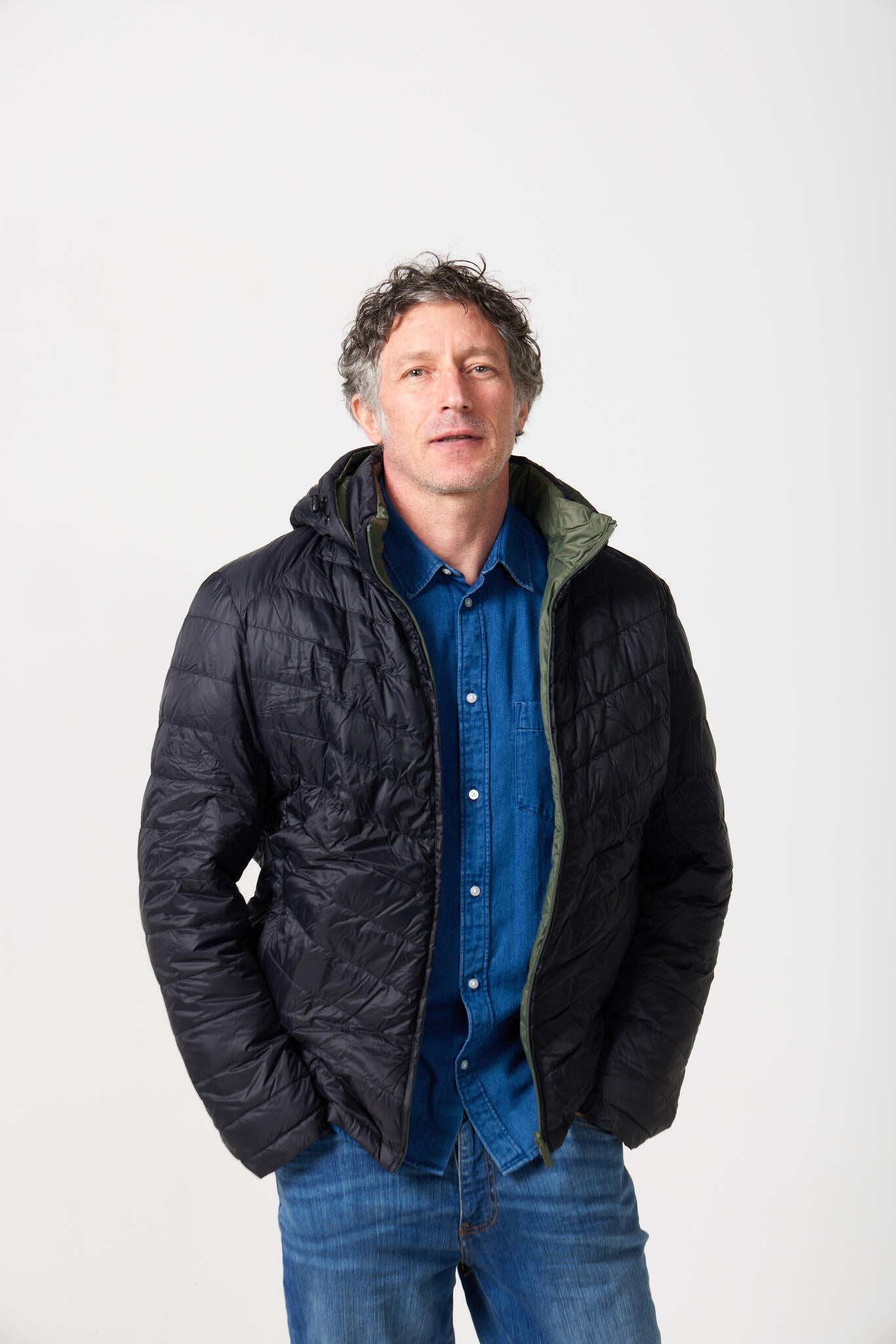 Men’s insulated hooded jacket in reversible sage green and black, lightweight and warm for South Africa’s winter layering — Sage x Black Classic Jacket™