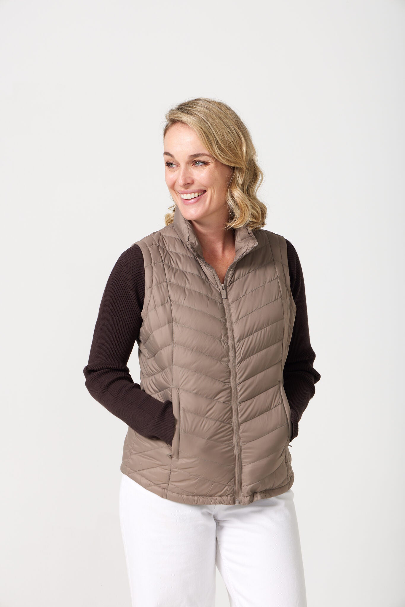 Chai Classic Gilet™ — women’s sleeveless puffer vest in warm chai beige, lightweight and versatile for layering in South Africa