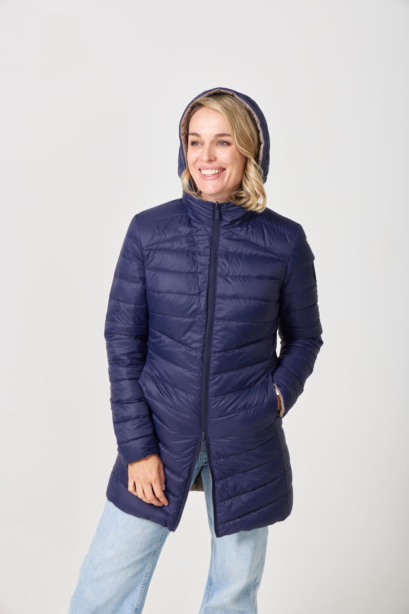 Toffee x Navy Classic Parka™ reversible insulated hooded parka in navy blue and toffee, designed for warmth and versatility in South Africa’s winter season