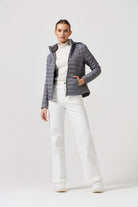 Women's grey puffer jacket with side pockets, lightweight winter jacket for layering, Duck Apparel outerwear South Africa