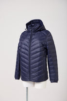 Navy Mens Duck Down Puffer Jacket - Front Half Side View