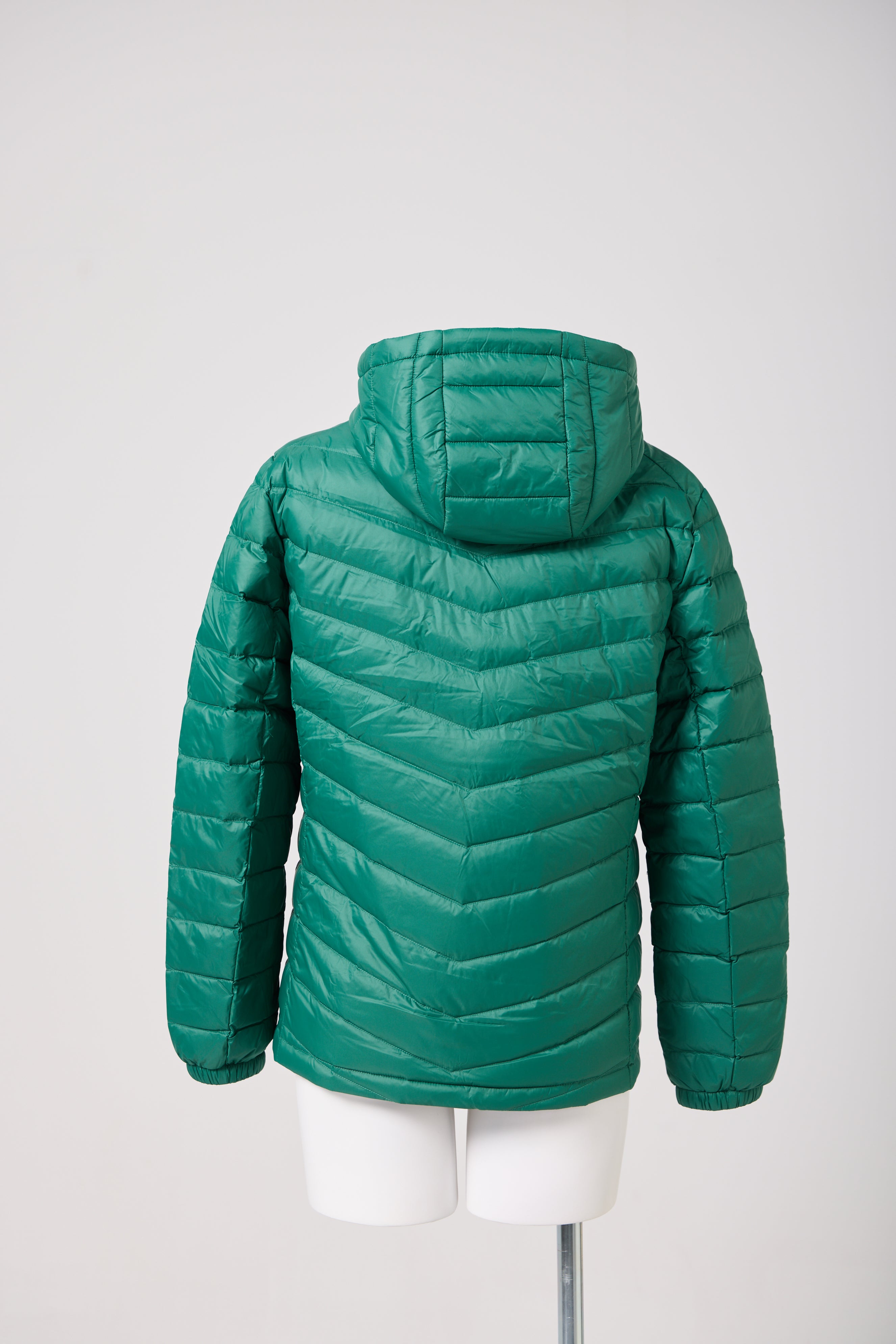 Game Day Green Mens Duck Down Puffer Jacket - Back